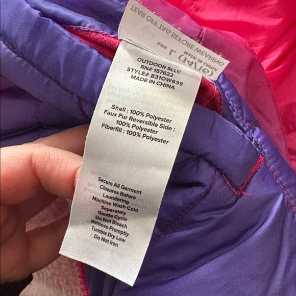 Eddie Bauer reversible winter coat large 14/16 pink purple ombré - Picture 11 of 11